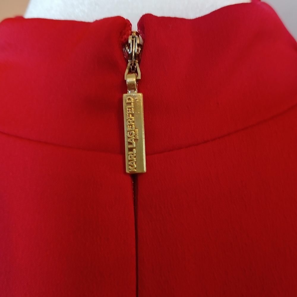 Karl Lagerfeld Red Evening Dress Maxi Jeweled Formal Size 2 Christmas Dance - Picture 7 of 11